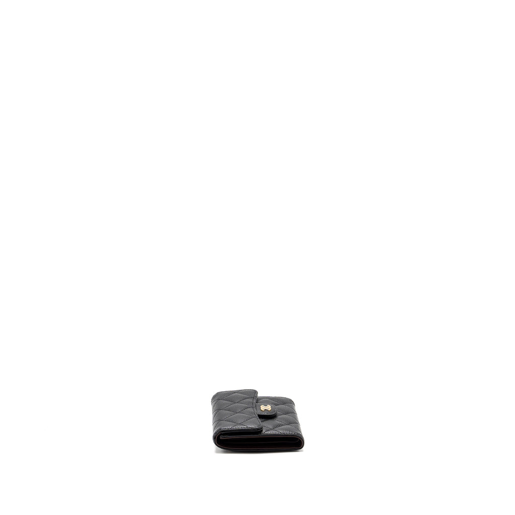 CHANEL CLASSIC SMALL COMPACT WALLET CAVIAR BLACK GHW (MICROCHIP)