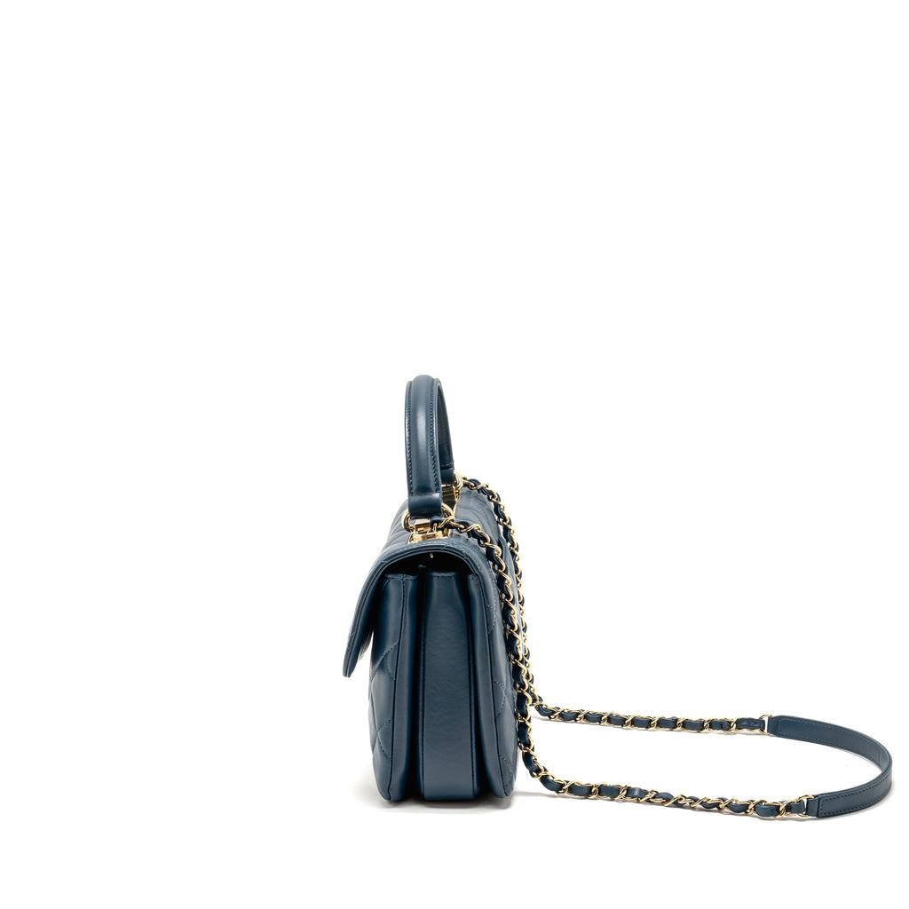 CHANEL SMALL TRENDY CC FLAP BAG LAMBSKIN BLUE LGHW