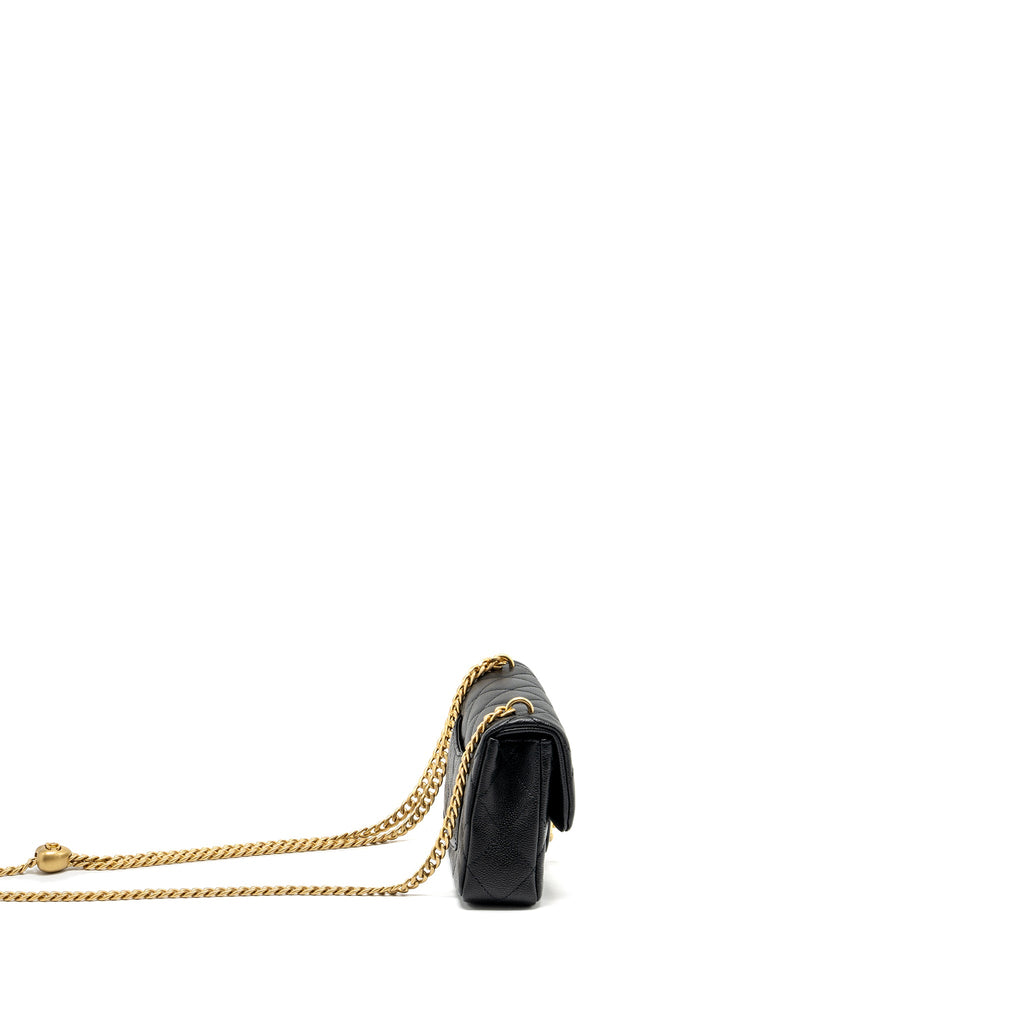 CHANEL 24P COCO LOVE MINI FLAP BAG ADJUSTABLE CHAIN CAVIAR BLACK GHW (MICROCHIP)