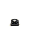 CHANEL MINI 31 CLUTCH WITH CHAIN SHINY CALFSKIN BLACK LGHW (MICROCHIP)