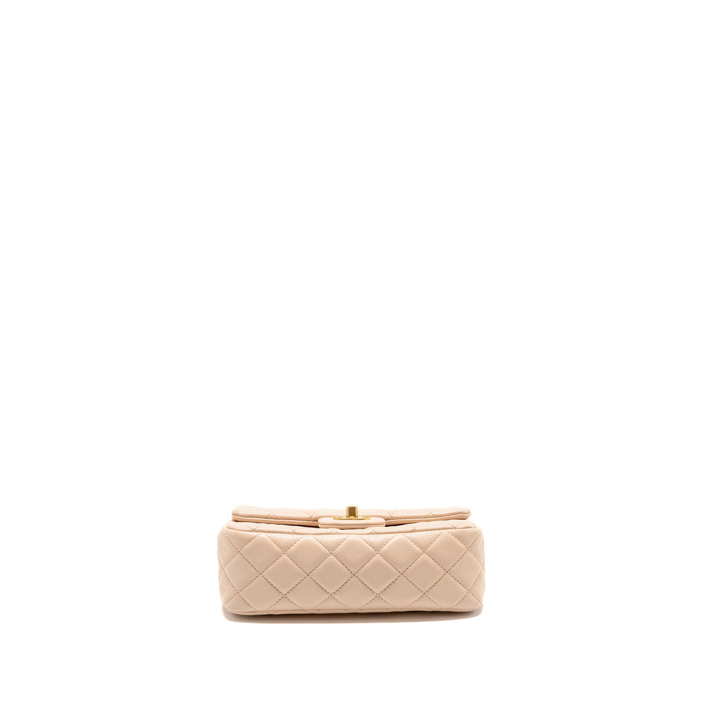 CHANEL PEARL CRUSH MINI RECTANGULAR FLAP BAG LAMBSKIN LIGHT PINK GHW (MICROCHIP)