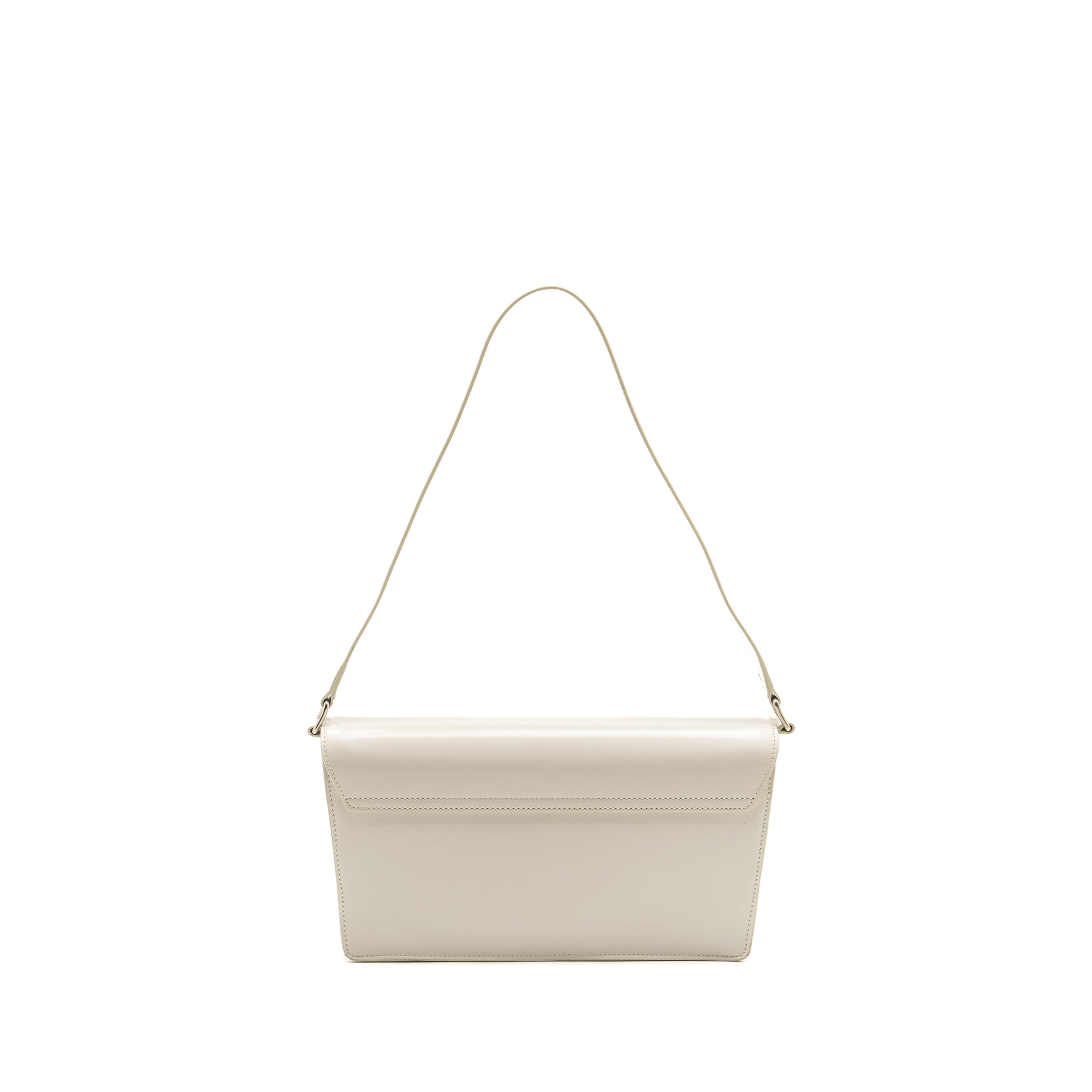 CELINE TRAPEZE TRIOMPHE SHOULDER BAG SHINY CALFSKIN WHITE SHW