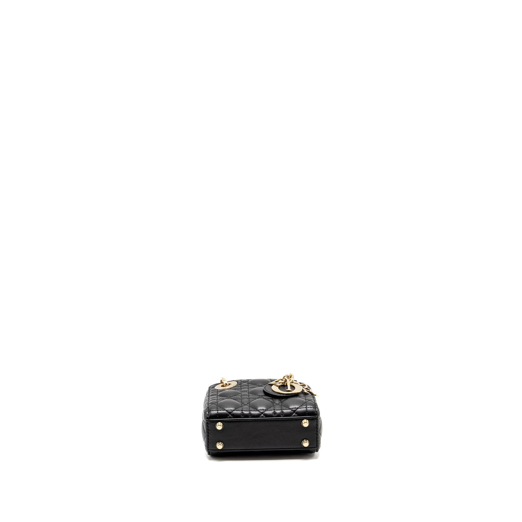 DIOR MICRO LADY DIOR LAMBSKIN BLACK LGHW