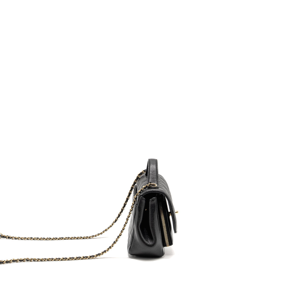 CHANEL SMALL BUSINESS AFFINITY CAVIAR BLACK LGHW (MICROCHIP)