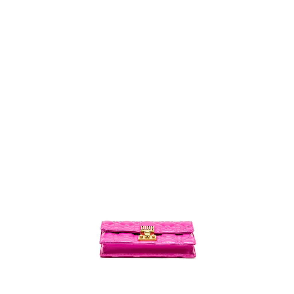 DIOR DIORADDICT WALLET ON CHAIN LAMBSKIN PINK GHW