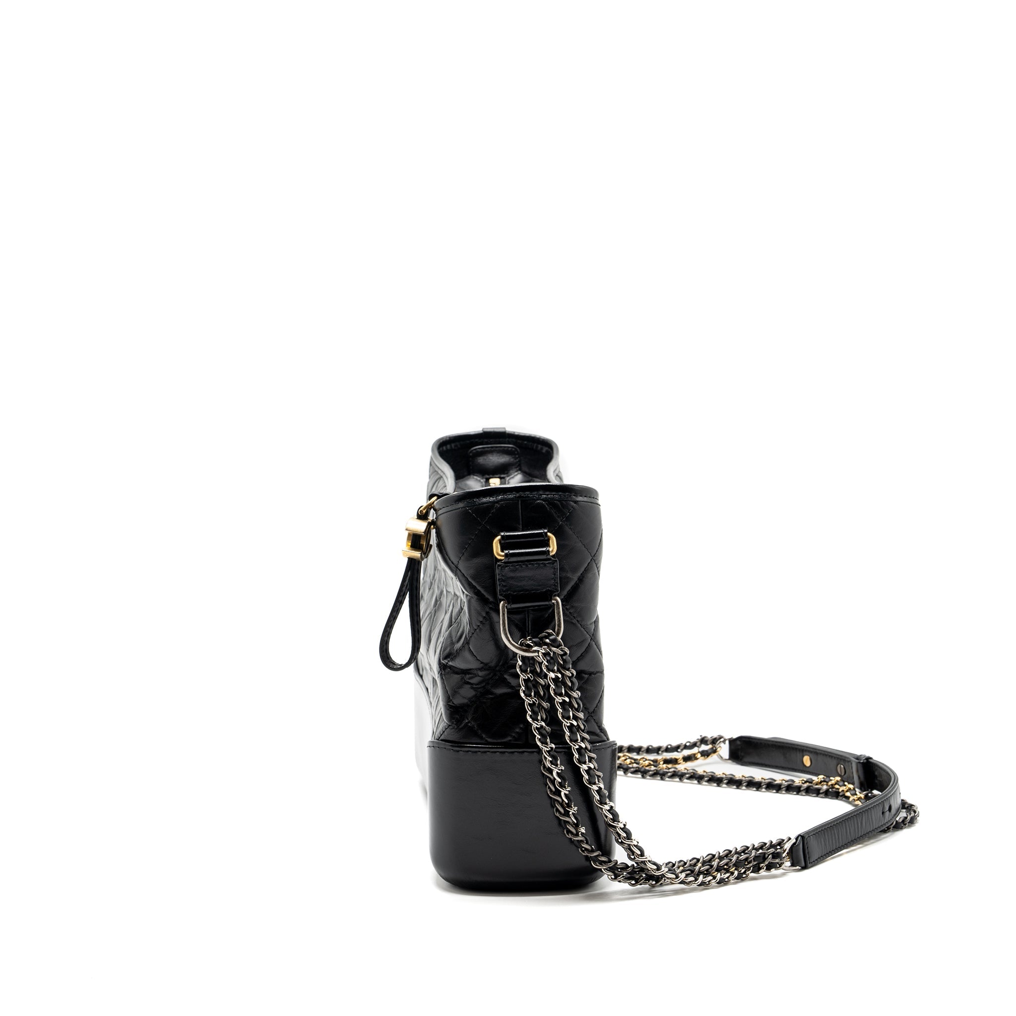 CHANEL MEDIUM GABRIELLE HOBO BAG AGED CALFSKIN BLACK MULTICOLOUR HARDWARE