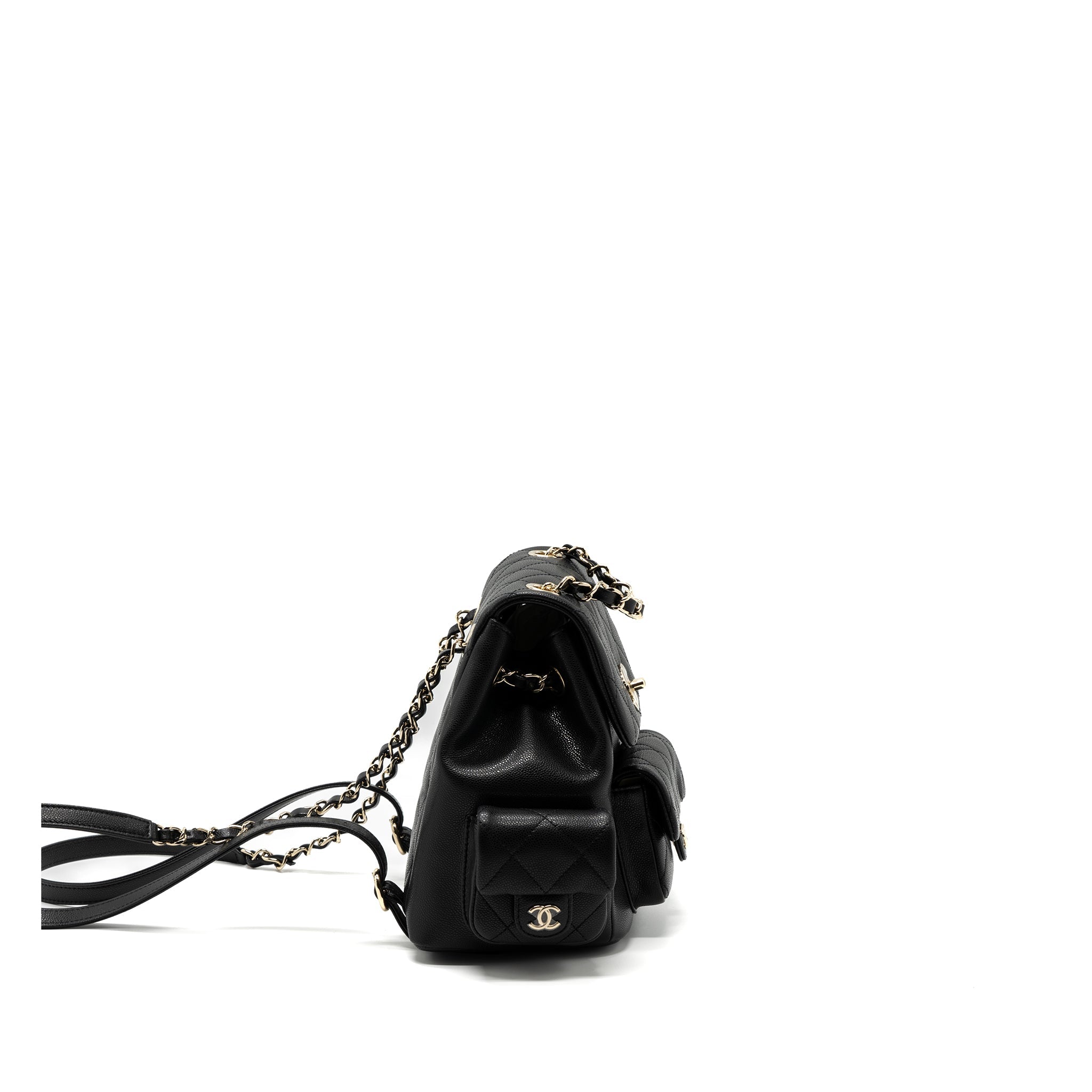 CHANEL 23K TRIPLE POCKET BACKPACK CAVIAR BLACK LGHW(MICROCHIP)