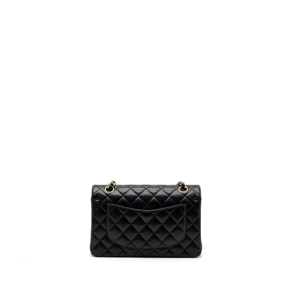 CHANEL SMALL CLASSIC DOUBLE FLAP LAMBSKIN BLACK GHW (MICROCHIP)
