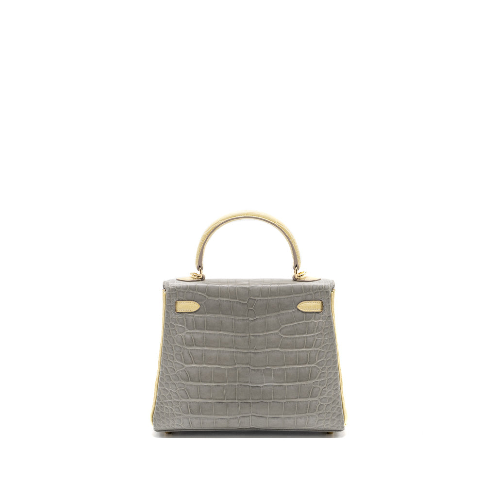 HERMES KELLY 25 ALLIGATOR MISSISSIPPIENSIS MATT GRIS PERLE / VANIELLE LGHW