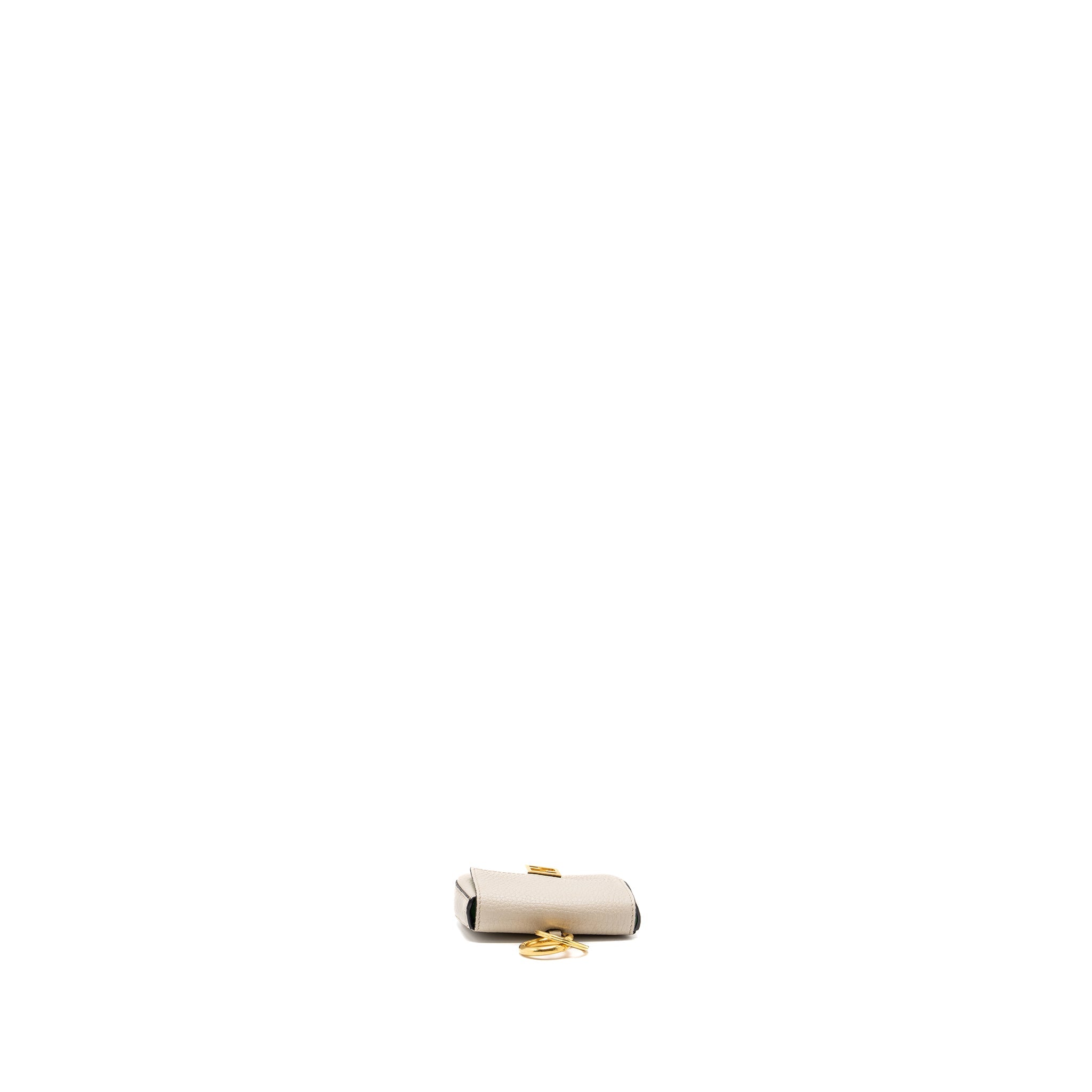FENDI MINI BAGUETTE KEYRING CHARM CALFSKIN BEIGE GHW