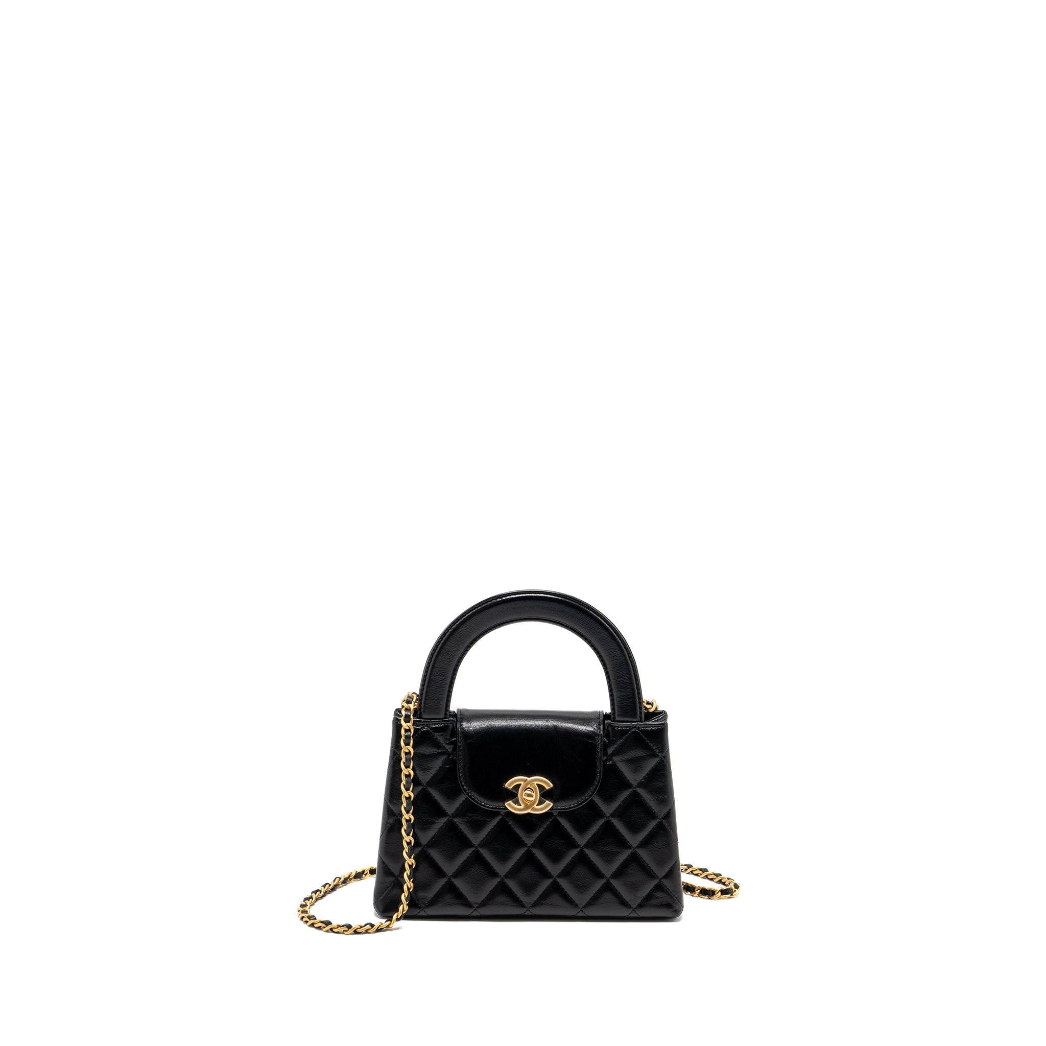 CHANEL 23K MINI SHOPPING TOTE CALFSKIN BLACK GHW(MICROCHIP)