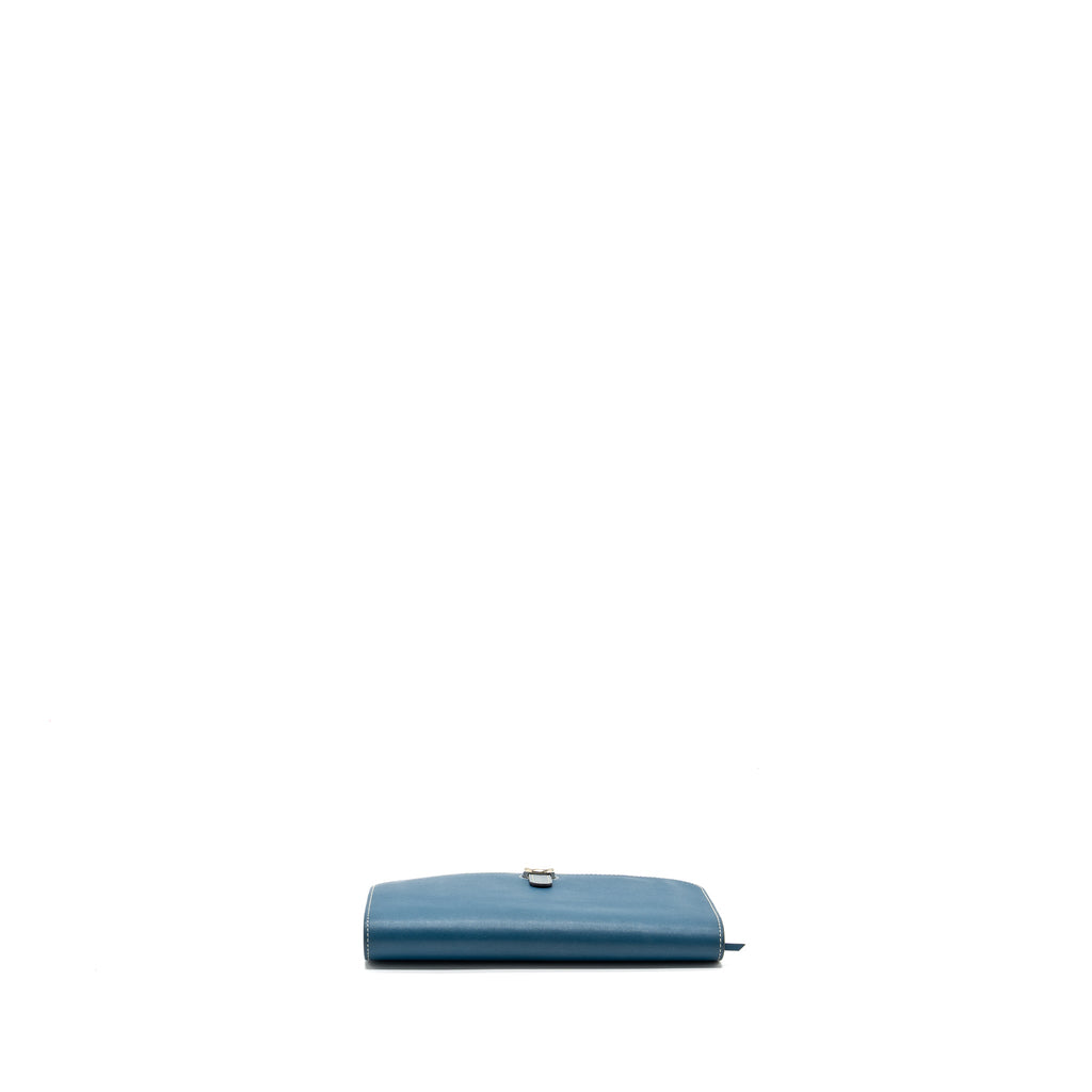 HERMES DOGON COMPACT WALLET SWIFT BLUE SHW
