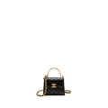 CHANEL DETAILED TOP HANDLE MINI CLUTCH WITH CHAIN LAMBSKIN BLACK GHW (MICROCHIP)