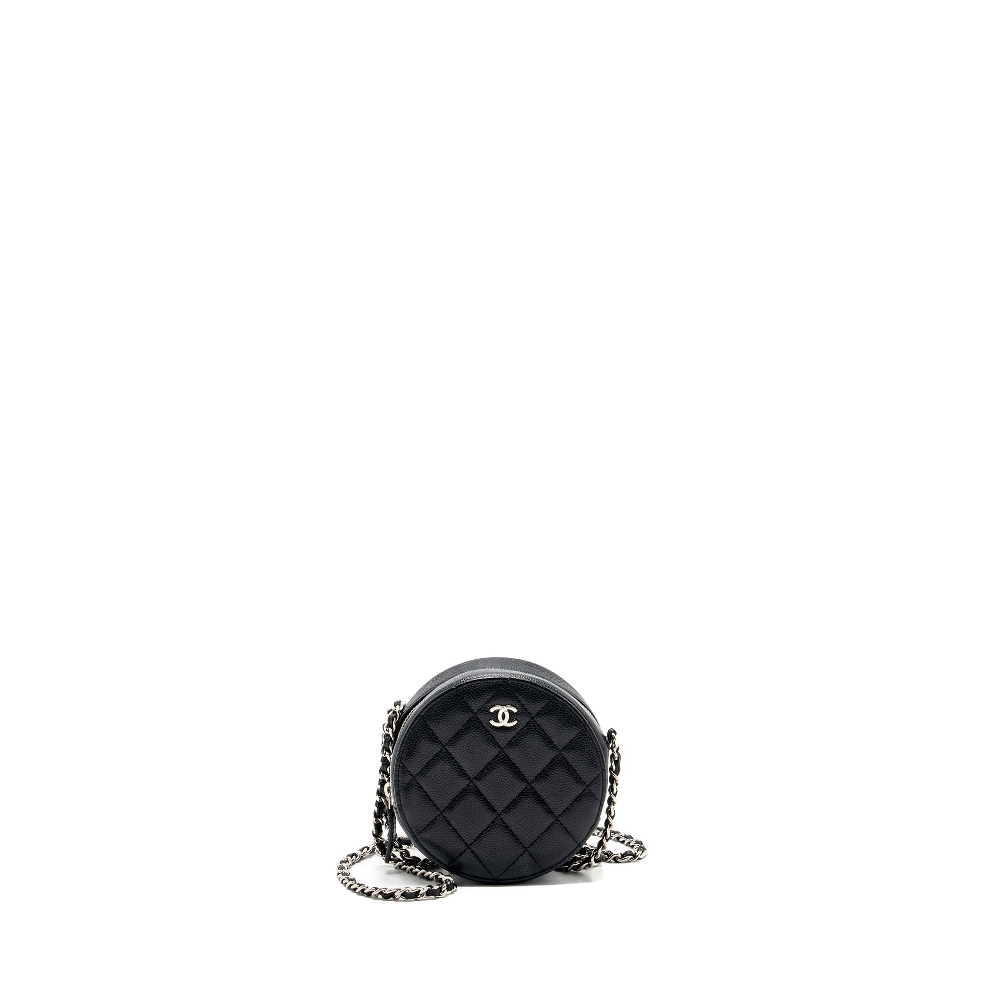 CHANEL ROUND SIP CLUTCH WITH CHAIN CAVIAR BLACK SHW