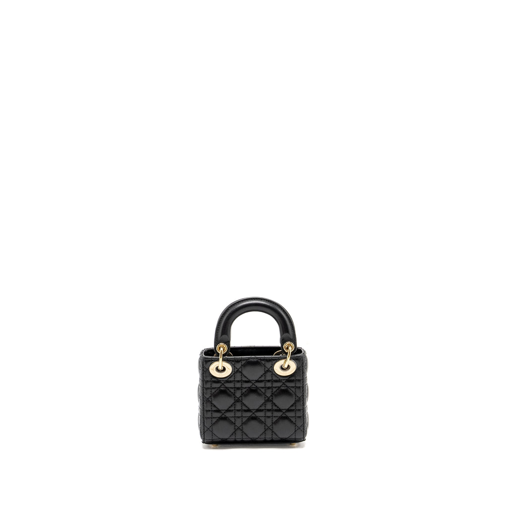 DIOR MICRO LADY DIOR LAMBSKIN BLACK LGHW