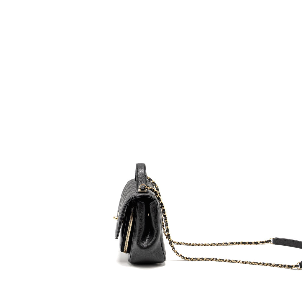 CHANEL SMALL BUSINESS AFFINITY CAVIAR BLACK LGHW (MICROCHIP)