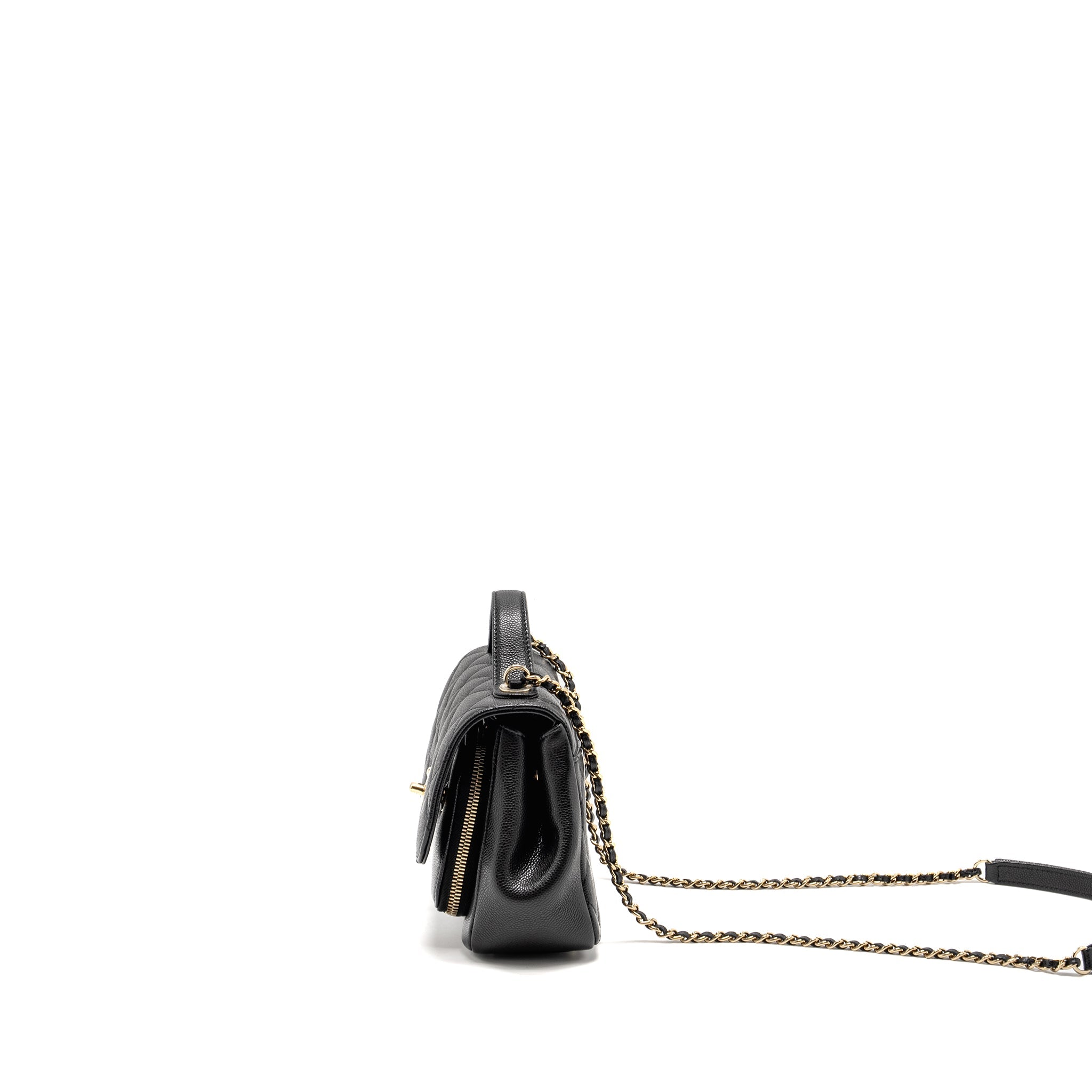 CHANEL SMALL BUSINESS AFFINITY CAVIAR BLACK LGHW (MICROCHIP)