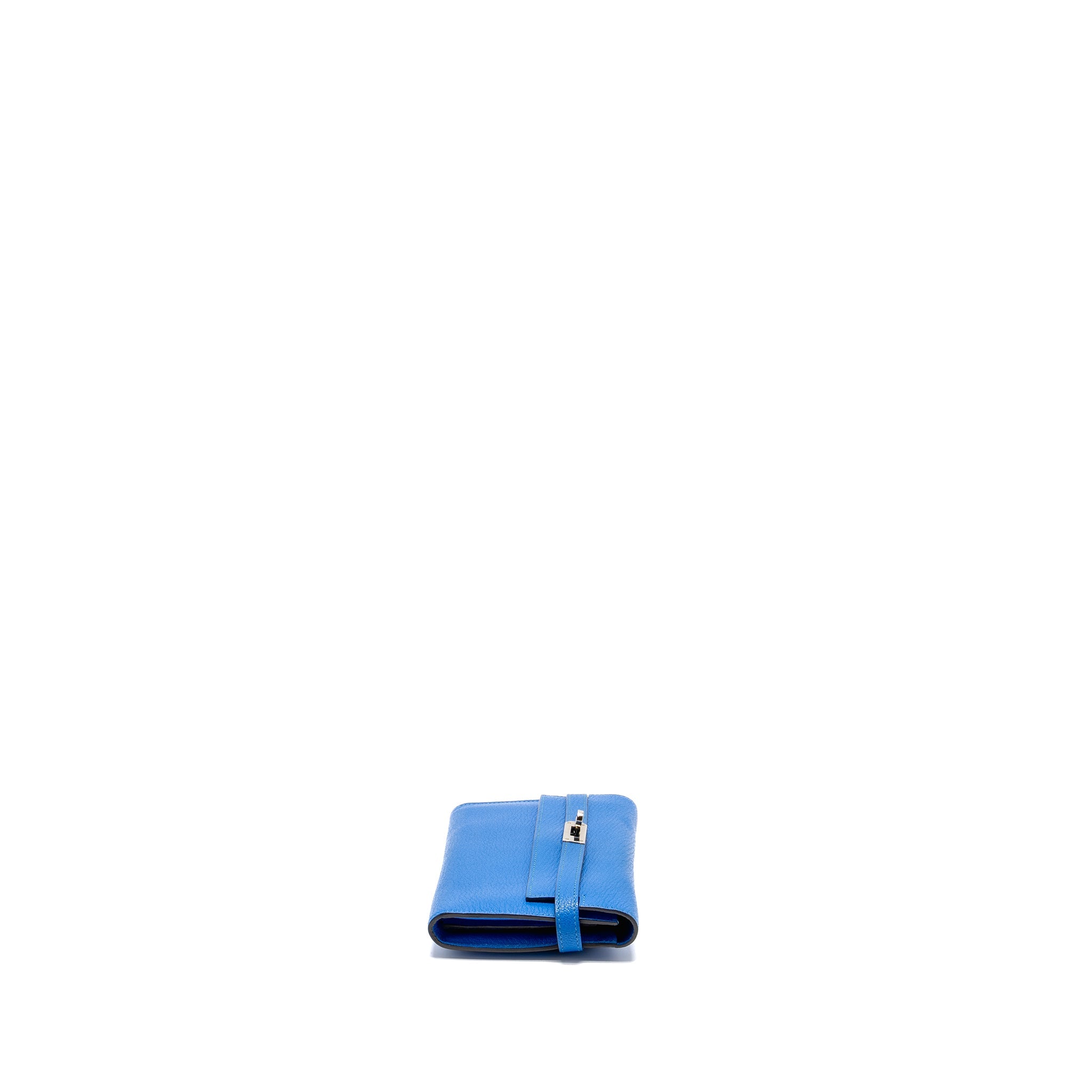 HERMES KELLY LONG WALLET CHÈVRE MYSORE BLUE HYDRA SHW