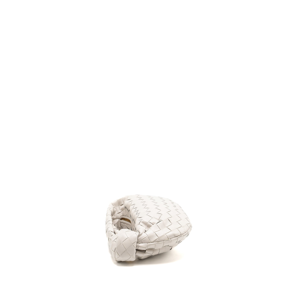 BOTTEGA VENETA MINI JODIE LAMBSKIN WHITE GHW