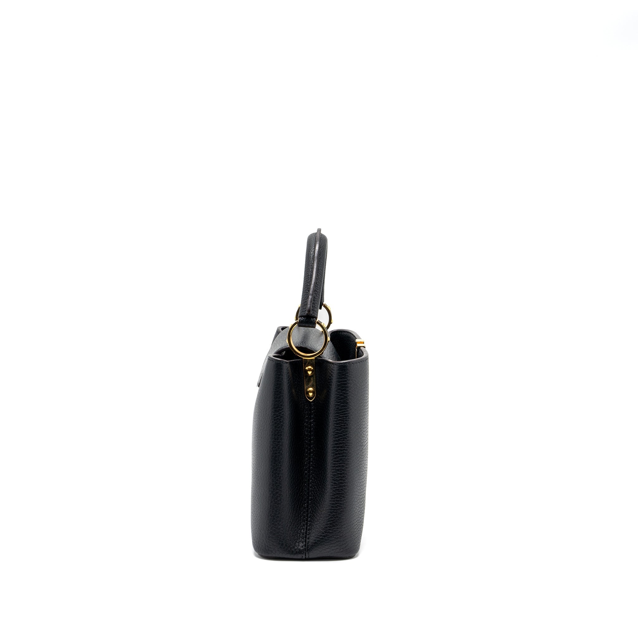 LOUIS VUITTON CAPUCINES BB TAURILLON BLACK / PINK GHW