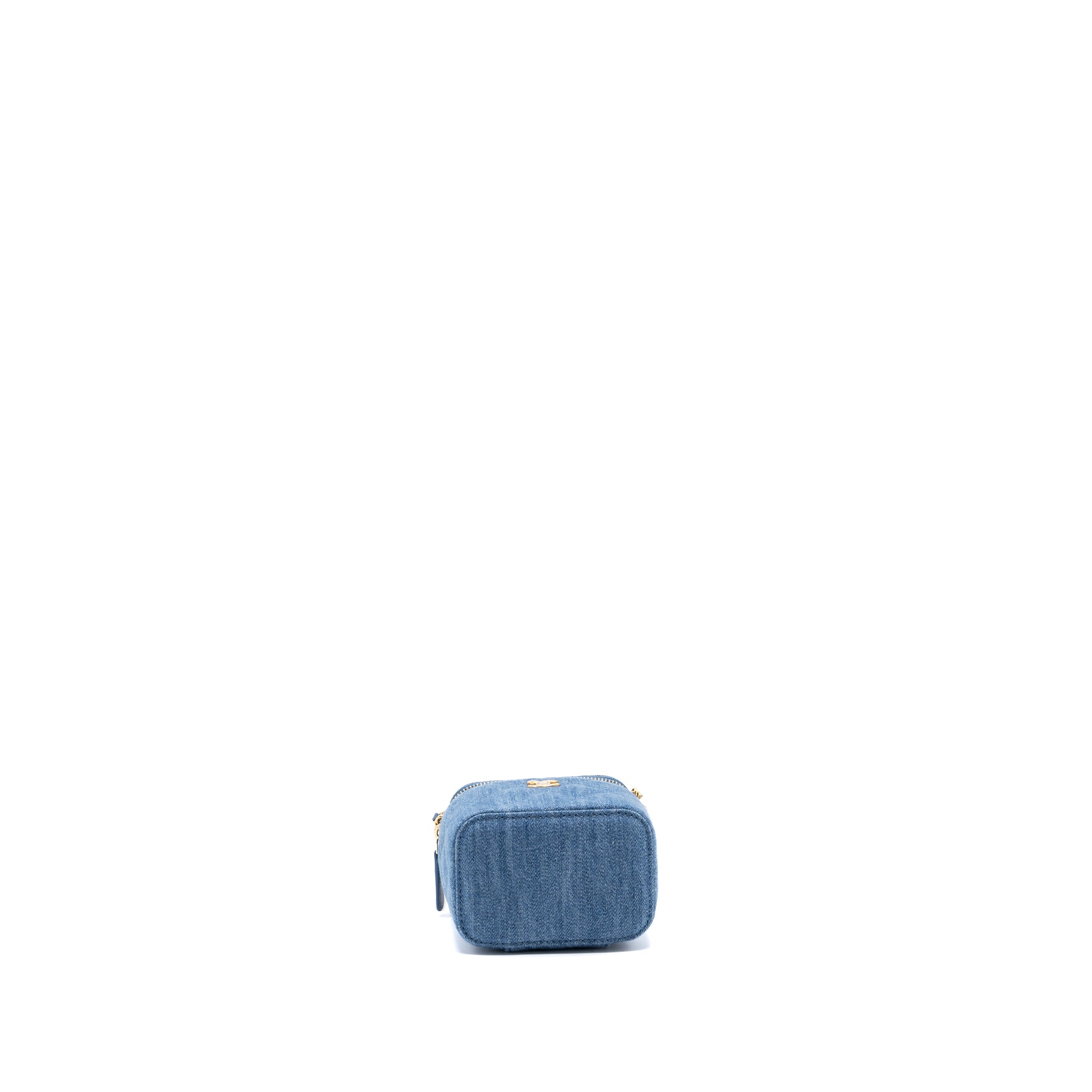 CHANEL PEARL CRUSH MINI VANITY WITH CHAIN DENIM BLUE GHW