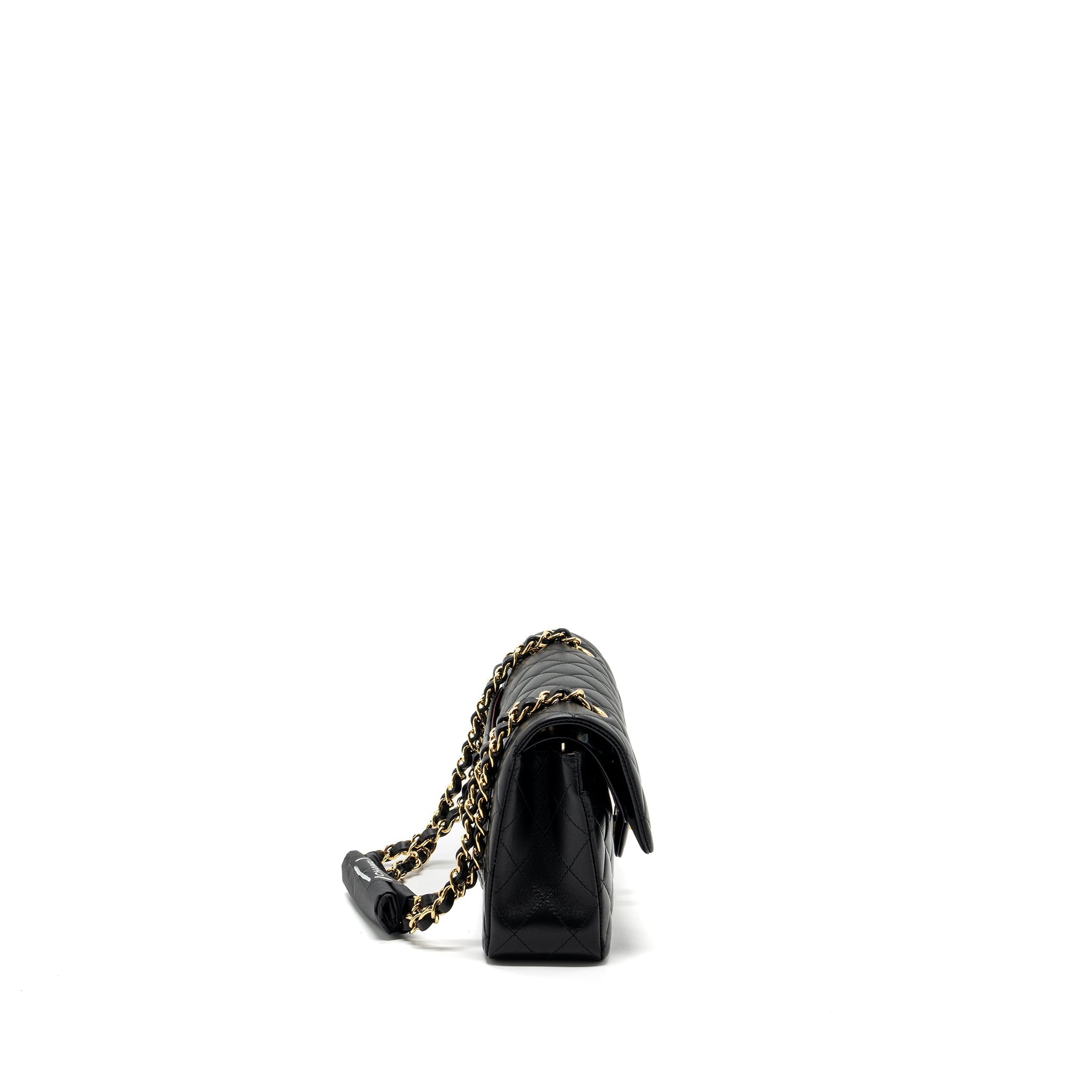 CHANEL SMALL CLASSIC DOUBLE FLAP LAMBSKIN BLACK GHW (MICROCHIP)