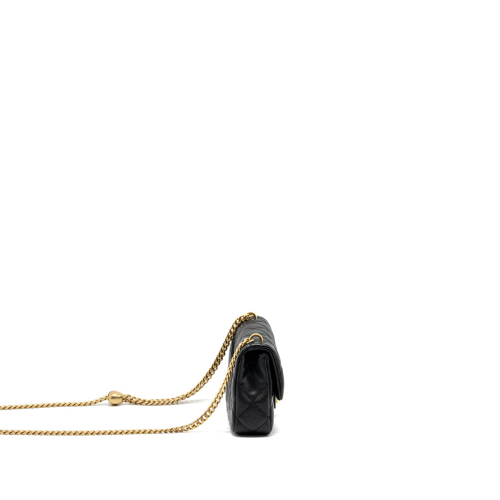 CHANEL 23P MINI COCO LOVE FLAP BAG CAVIAR BLACK GHW (MICROCHIP)