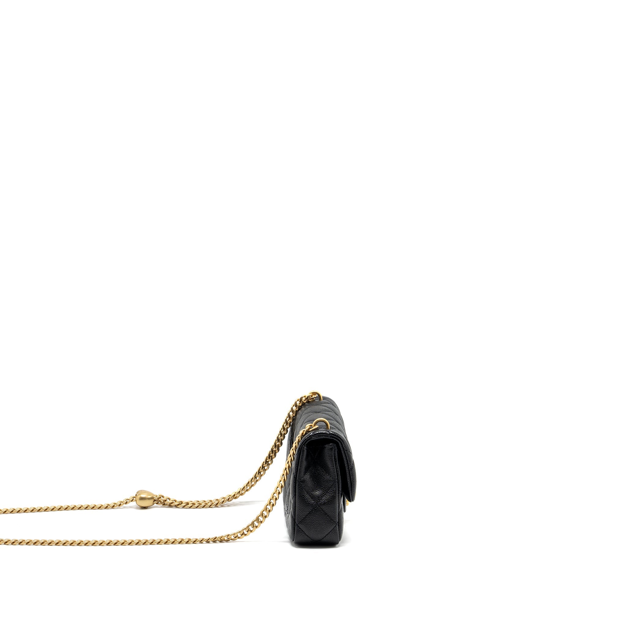 CHANEL 23P MINI COCO LOVE FLAP BAG CAVIAR BLACK GHW (MICROCHIP)