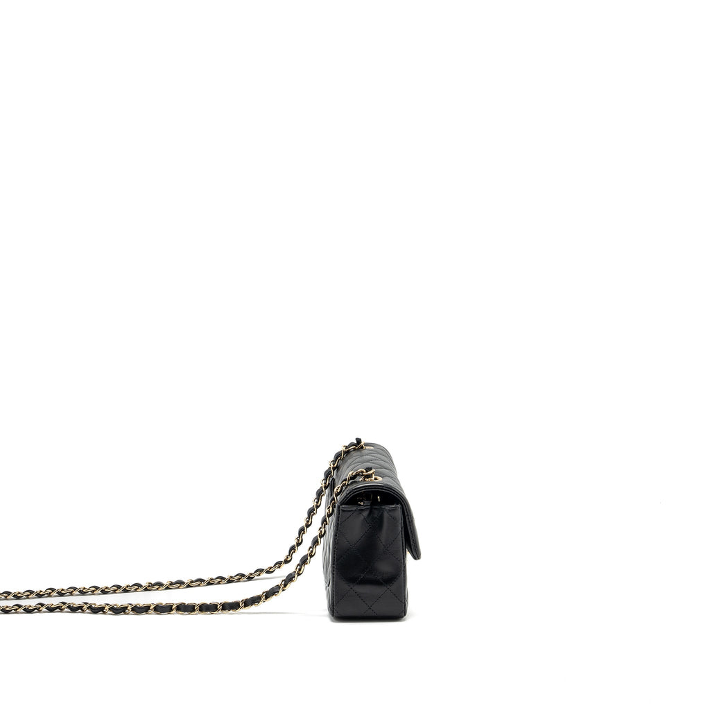 CHANEL MINI RECTANGULAR FLAP BAG LAMBSKIN BLACK LGHW (MICROCHIP)
