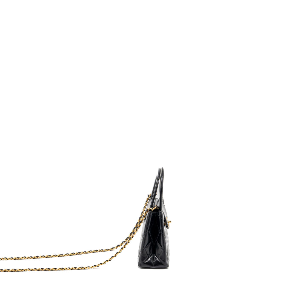 CHANEL 23K MINI SHOPPING TOTE CALFSKIN BLACK GHW(MICROCHIP)
