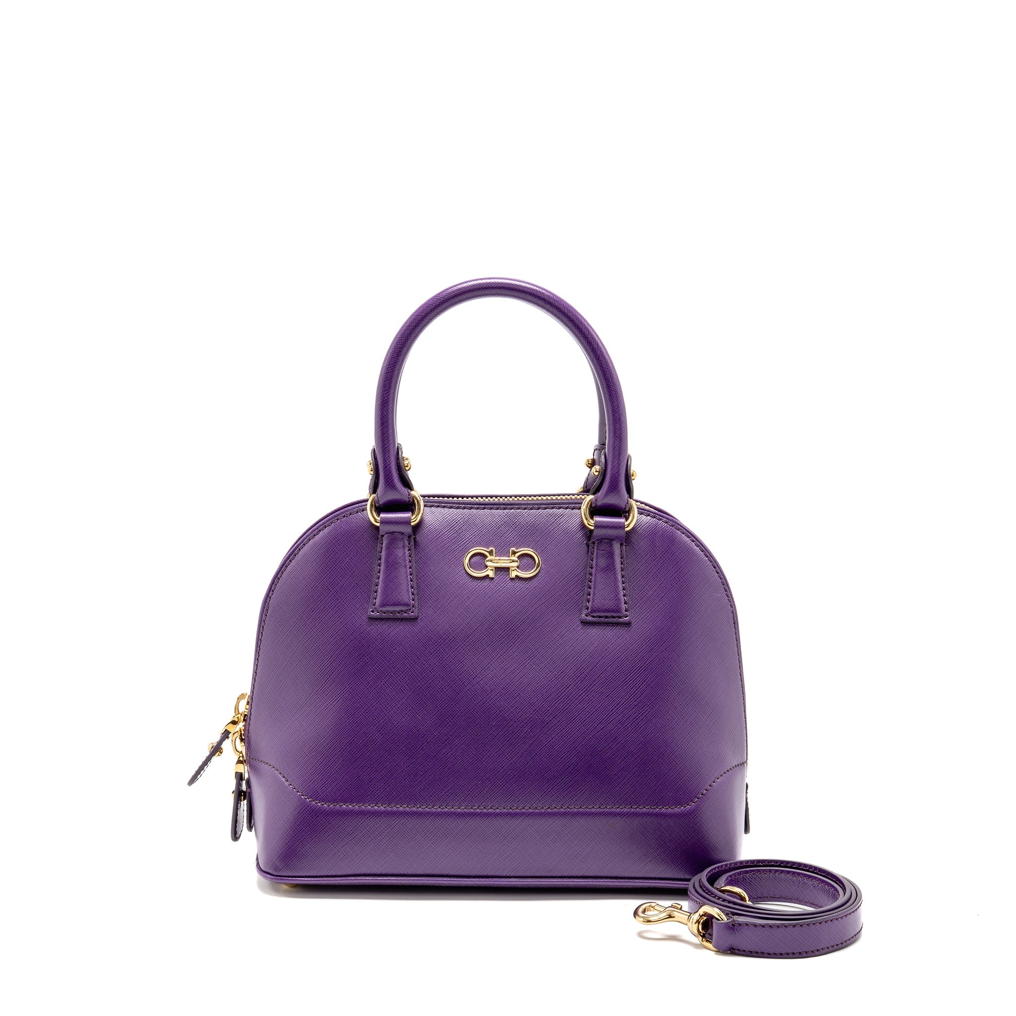 SALVATORE FERRAGAMO GANCINI DARINA LEATHER PURPLE GHW