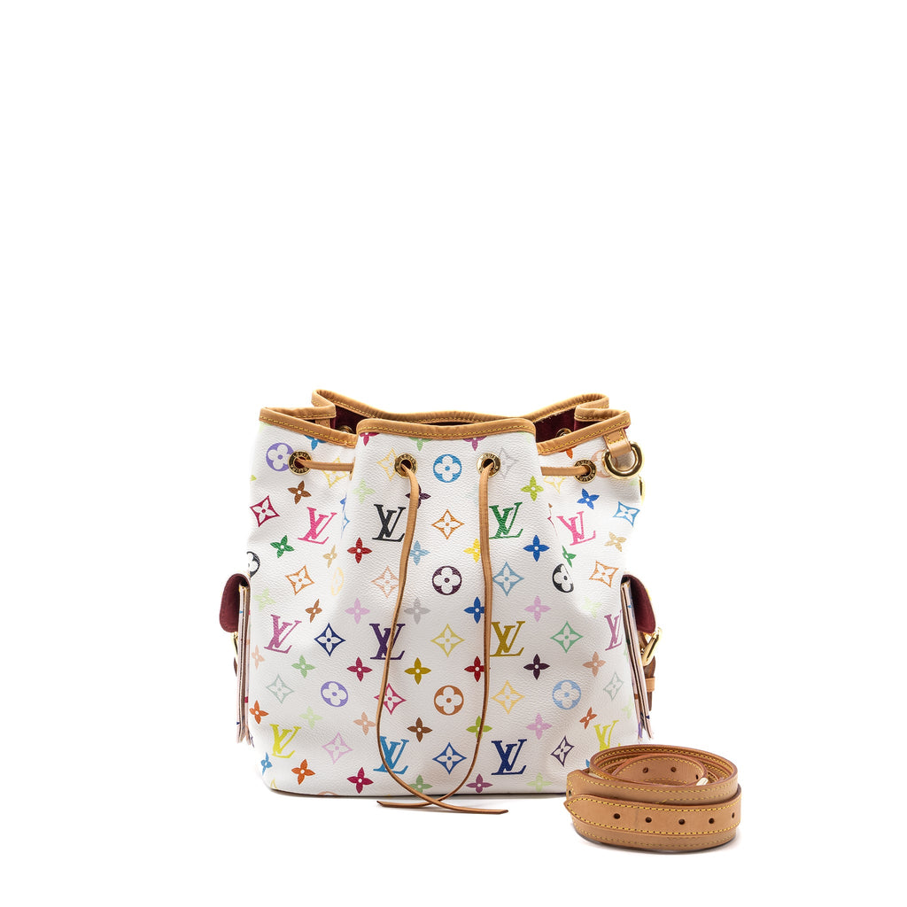 LOUIS VUITTON VINTAGE PETIT NOE SHOULDER BAG MULTICOLOUR MONOGRAM CANVAS WHITE GHW