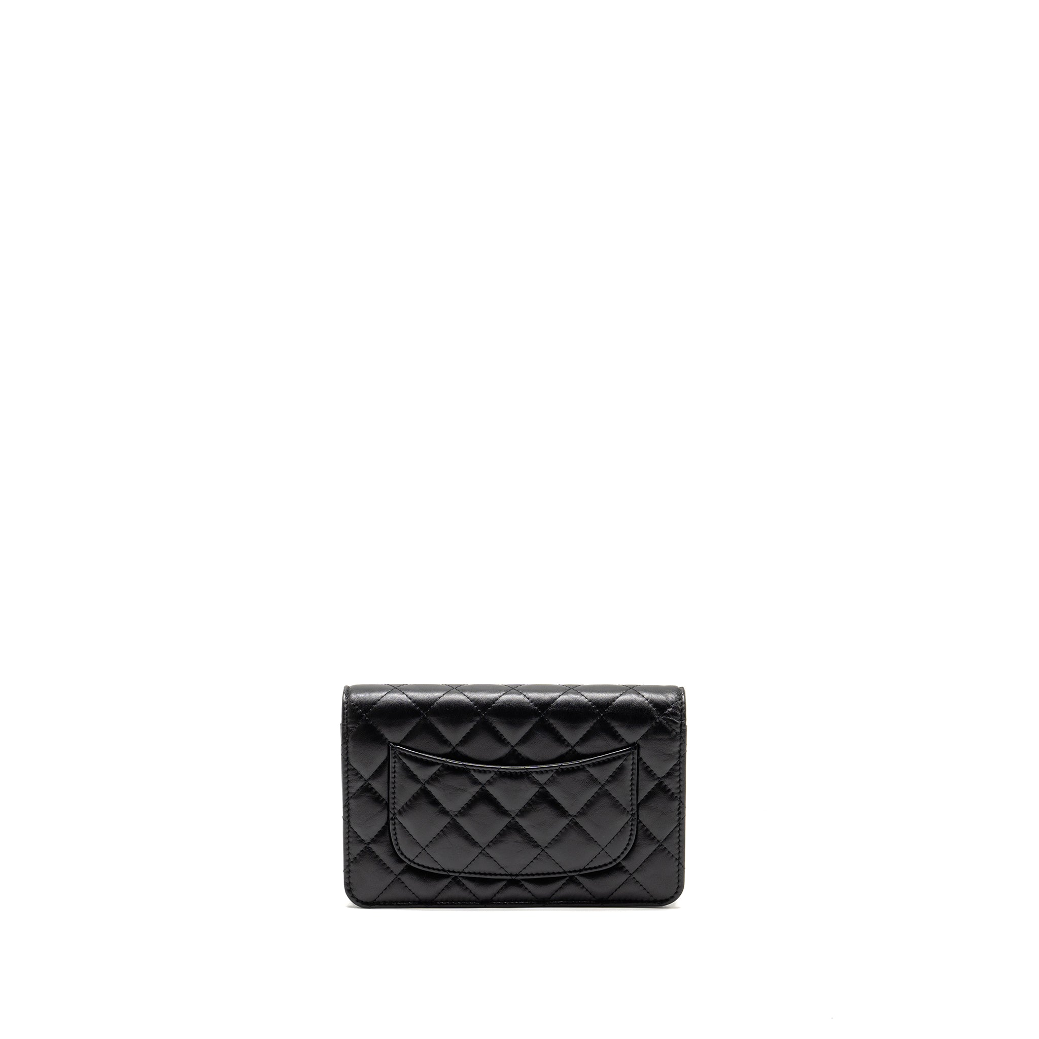 CHANEL 2.55 REISSUE WALLET ON CHAIN LAMBSKIN BLACK GHW (MICROCHIP)