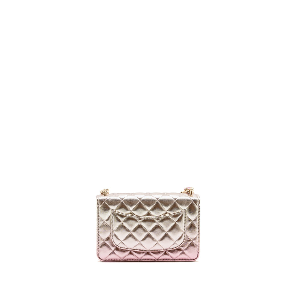 CHANEL 21K WALLET ON CHAIN IRIDESCENT LAMBSKIN LGHW (MICROCHIP)