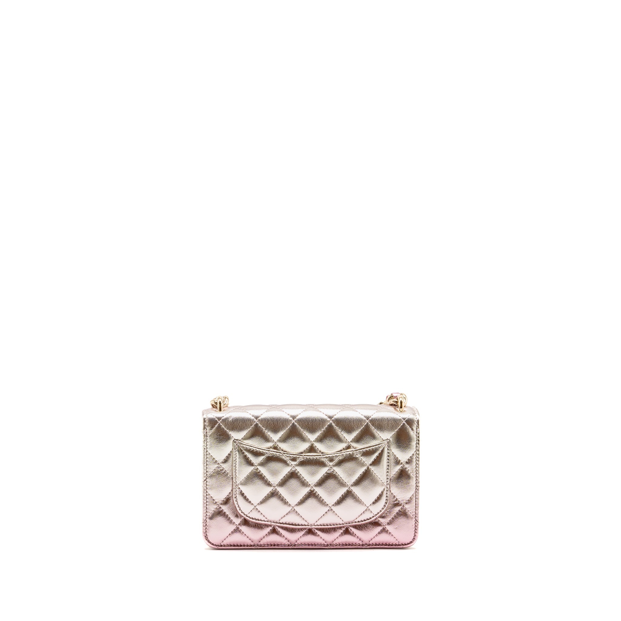 CHANEL 21K WALLET ON CHAIN IRIDESCENT LAMBSKIN LGHW (MICROCHIP)