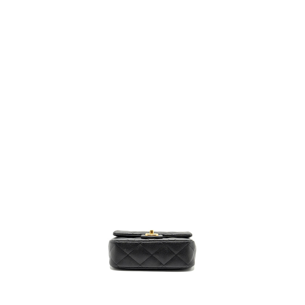 CHANEL COCO LOVE FLAP BAG ADJUSTABLE CHAIN CAVIAR BLACK GHW (MICROCHIP)