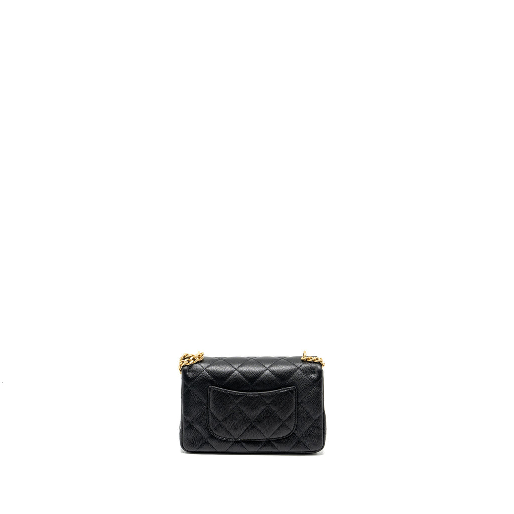 CHANEL 24P COCO LOVE MINI FLAP BAG ADJUSTABLE CHAIN CAVIAR BLACK GHW (MICROCHIP)