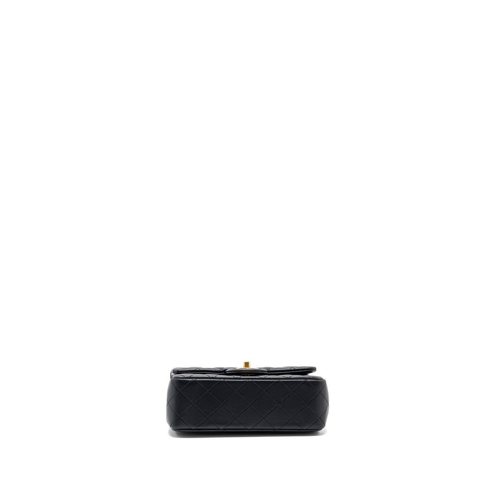 CHANEL 23K PEARL CRUSH MINI RECTANGULAR FLAP BAG LAMBSKIN BLACK GHW (MICROCHIP)