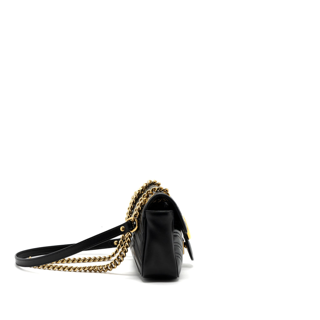 GUCCI MINI GG MARMONT BAG CALFSKIN BLACK BRUSHED GHW