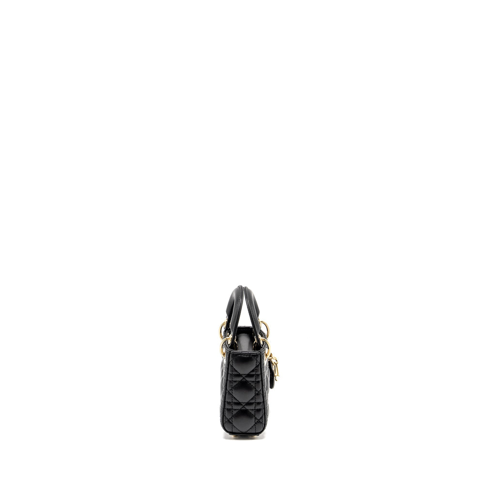 DIOR MICRO LADY DIOR LAMBSKIN BLACK LGHW
