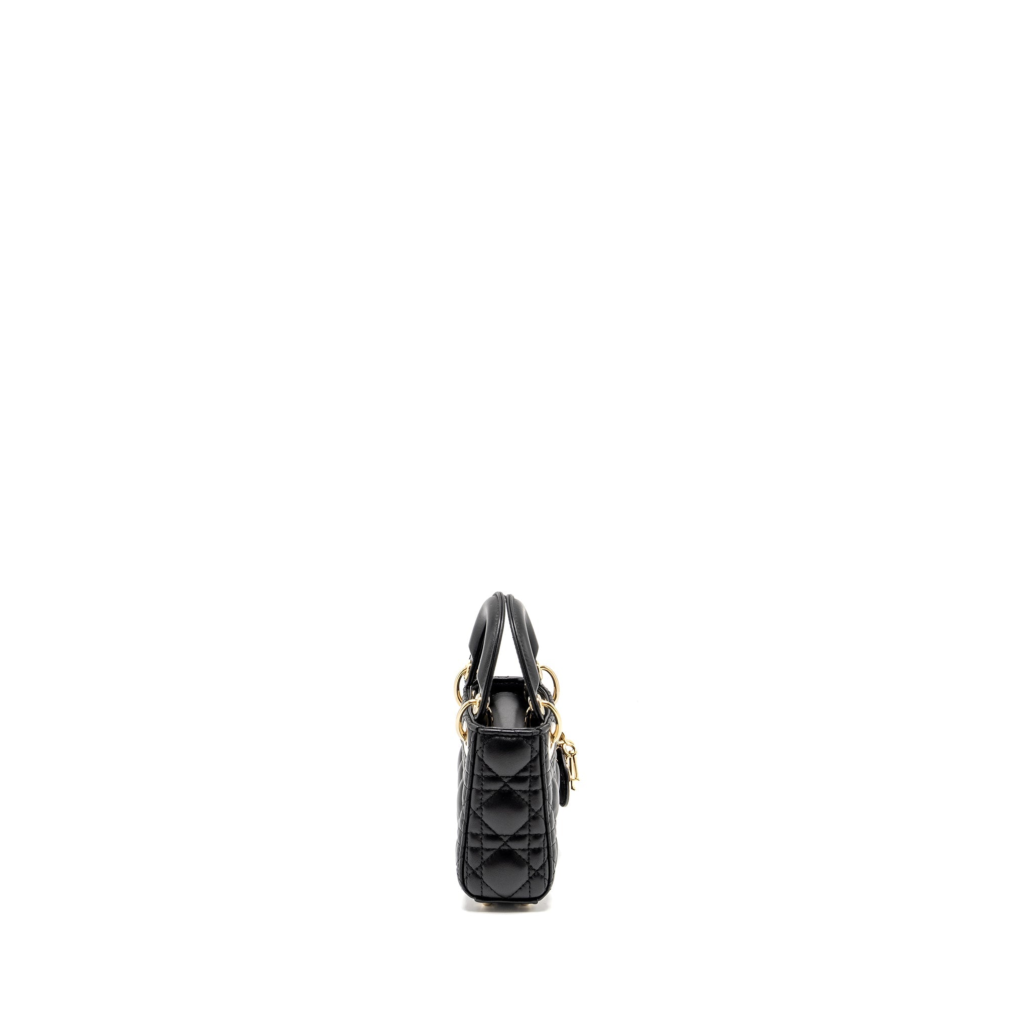 DIOR MICRO LADY DIOR LAMBSKIN BLACK LGHW