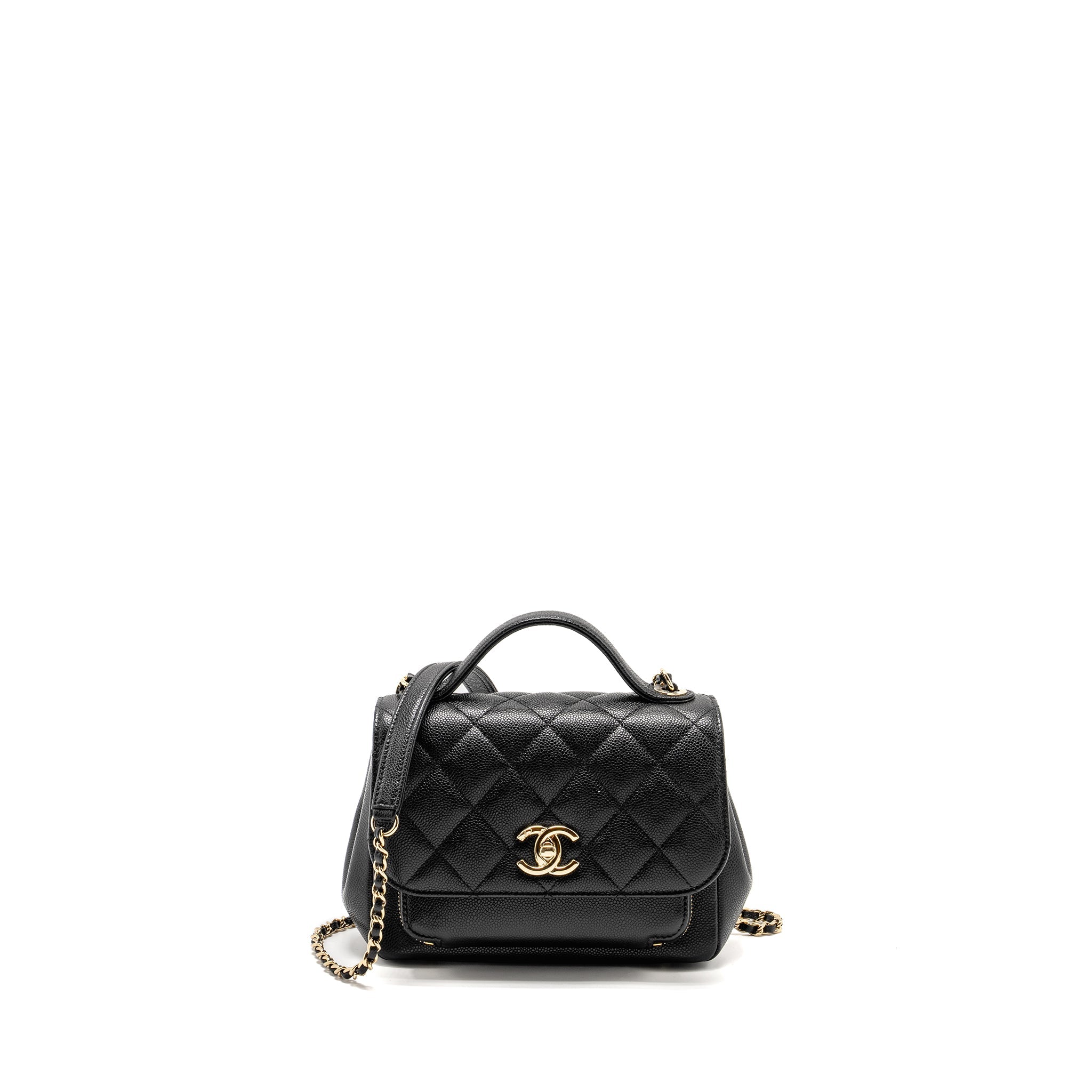 CHANEL SMALL BUSINESS AFFINITY CAVIAR BLACK LGHW (MICROCHIP)