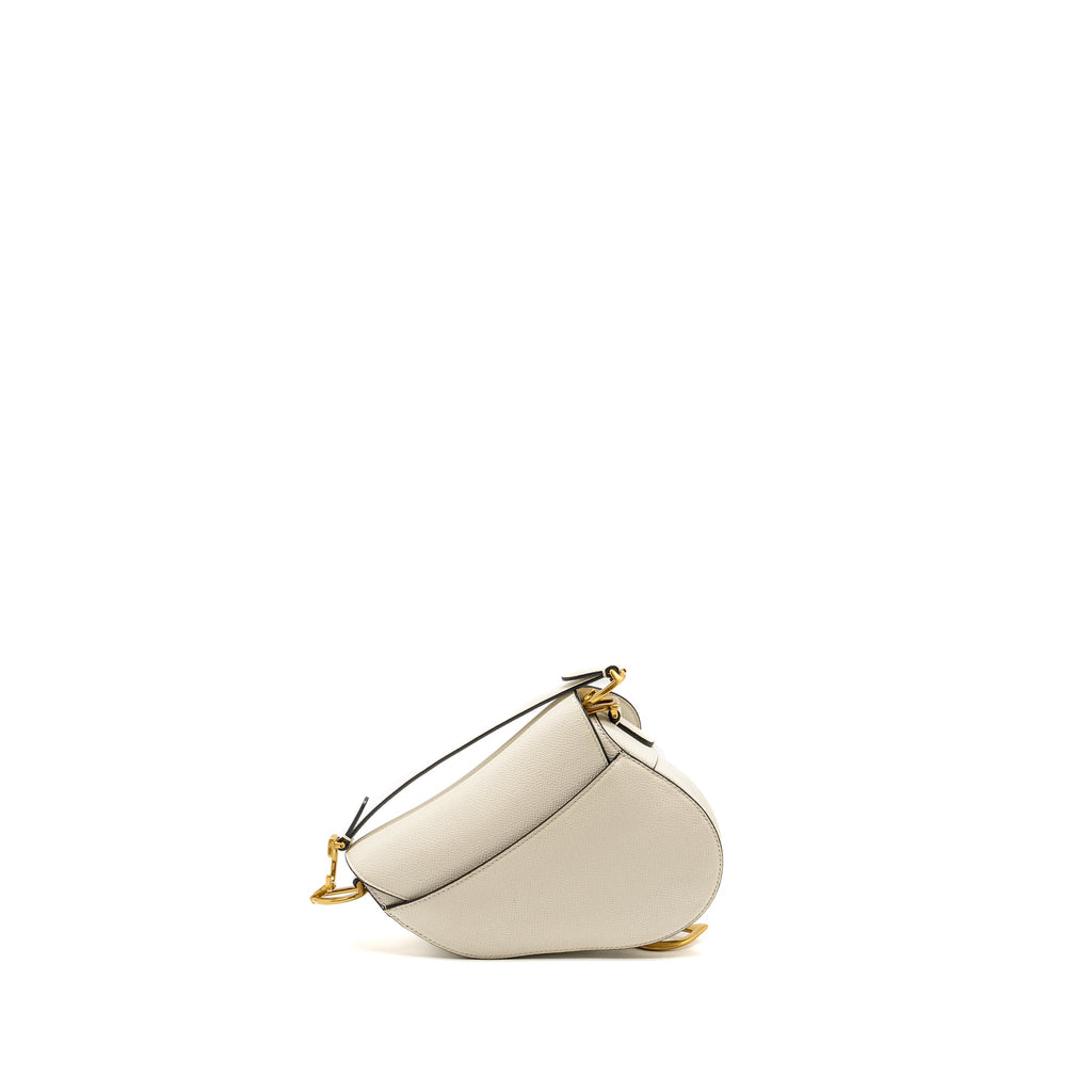 DIOR MINI SADDLE BAG CALFSKIN WHITE GHW