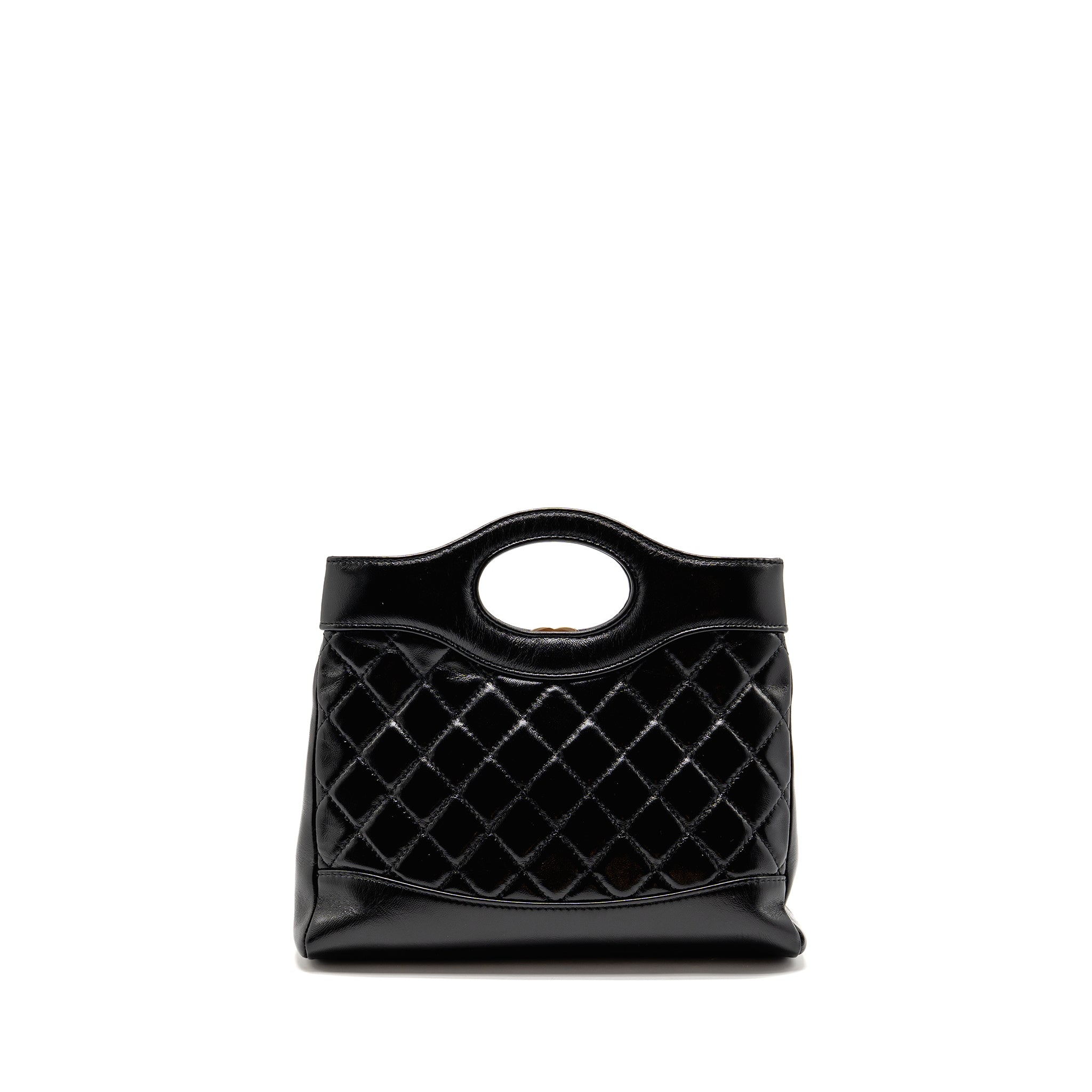 CHANEL MINI 31 BAG SHINY LAMBSKIN BLACK LGHW (MICROCHIP)