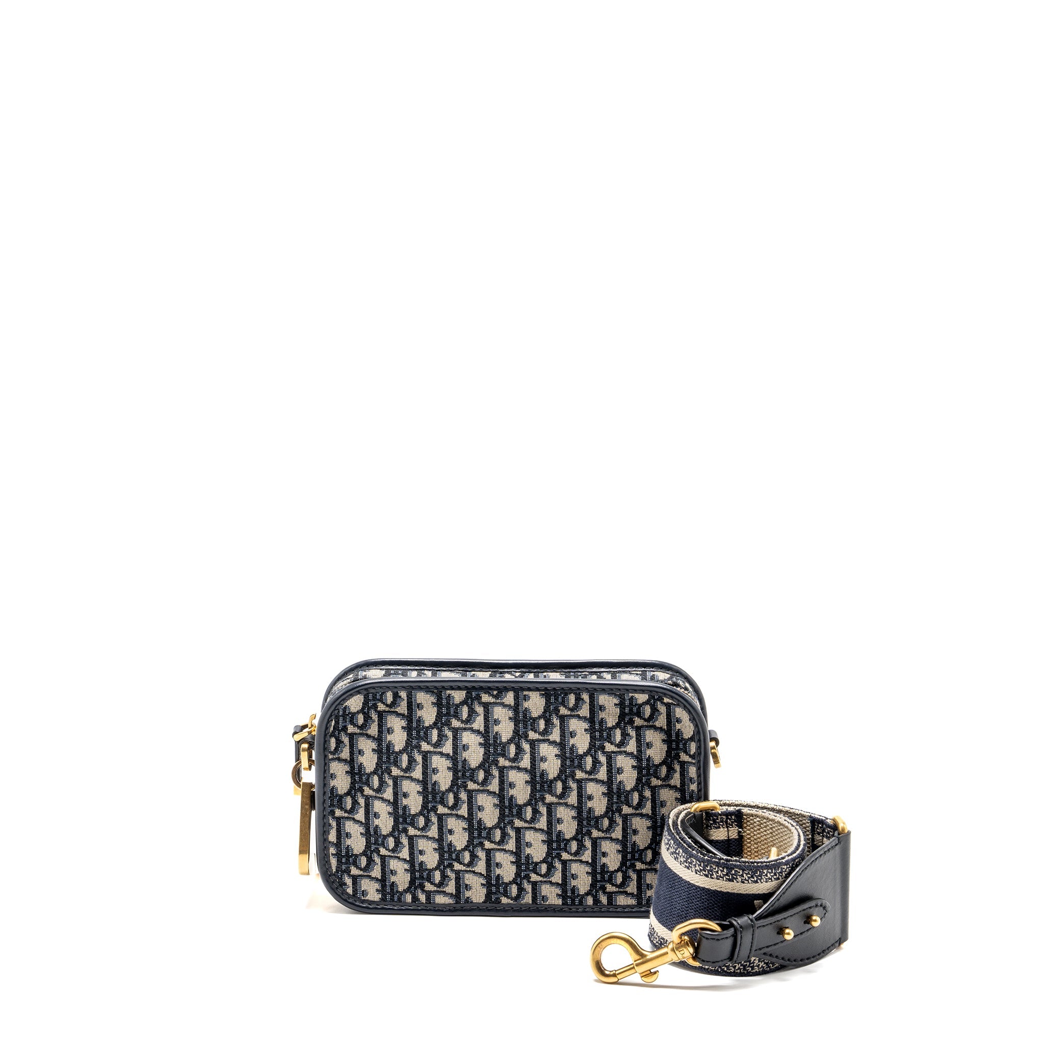 DIOR DIORQUAKE POUCH WITH DIOR SHOULDER WIDE STRAP OBLIQUE CANVAS BLUE GHW (SELL IN A SET)