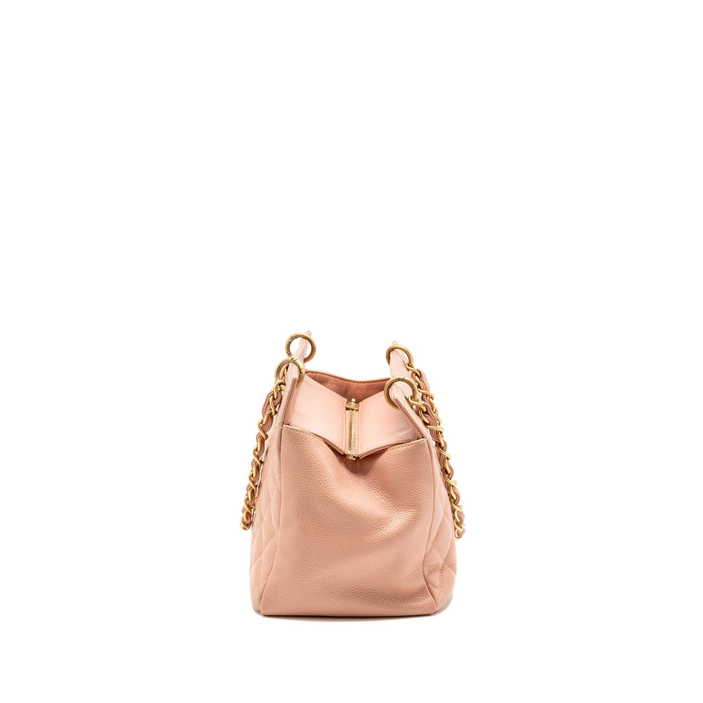 CHANEL PETITE TIMELESS TOTE CHAIN BAG QUILTED CAVIAR PINK GHW