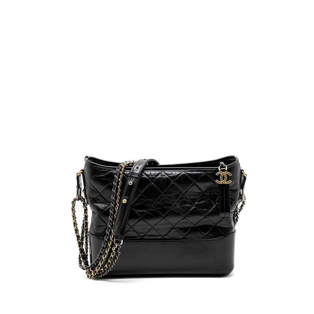 CHANEL MEDIUM GABRIELLE HOBO BAG AGED CALFSKIN BLACK MULTICOLOUR HARDWARE