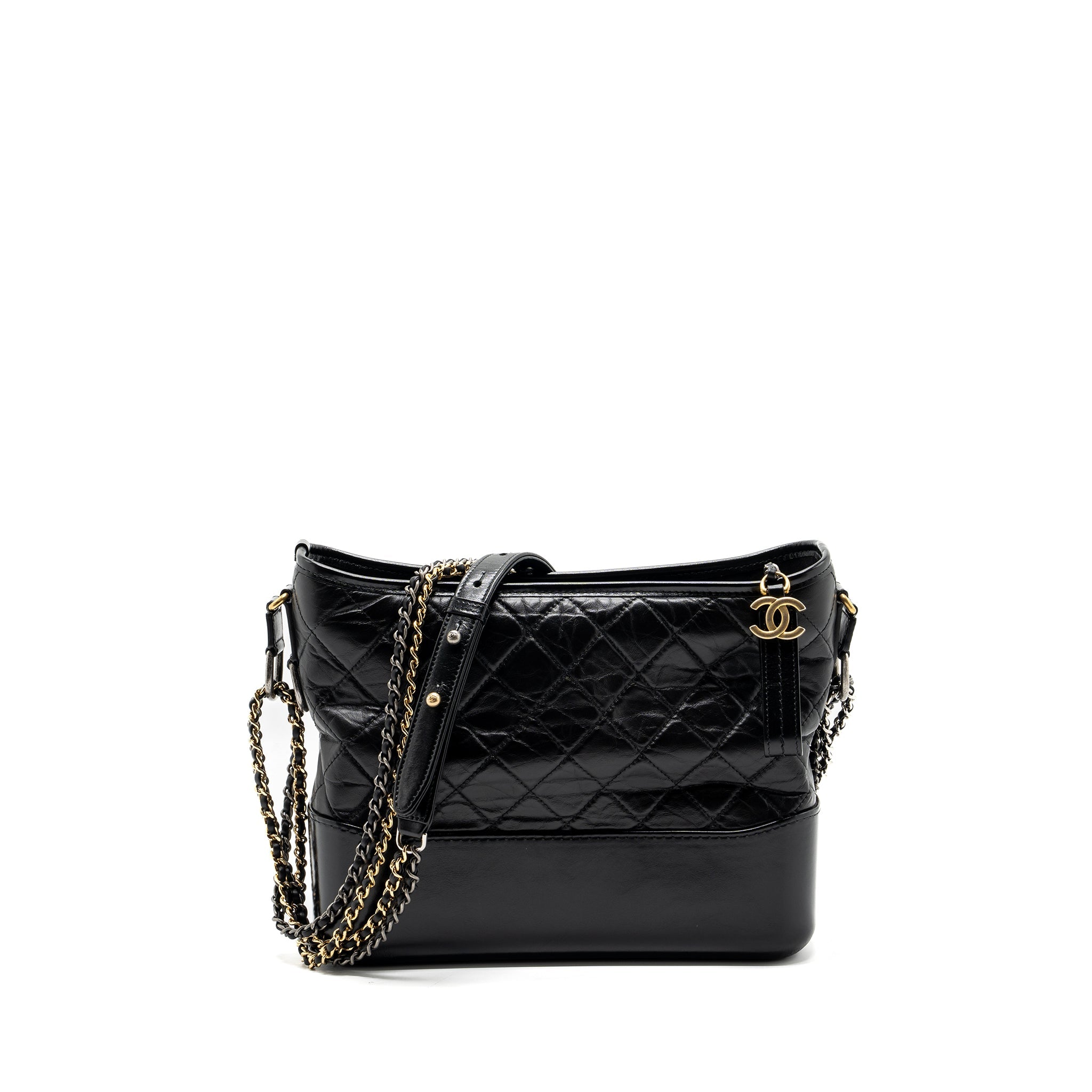 CHANEL MEDIUM GABRIELLE HOBO BAG AGED CALFSKIN BLACK MULTICOLOUR HARDWARE