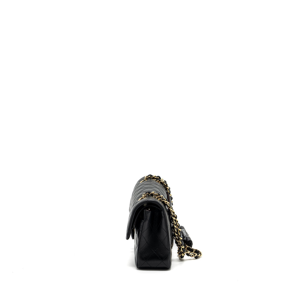 CHANEL SMALL CLASSIC DOUBLE FLAP LAMBSKIN BLACK GHW (MICROCHIP)
