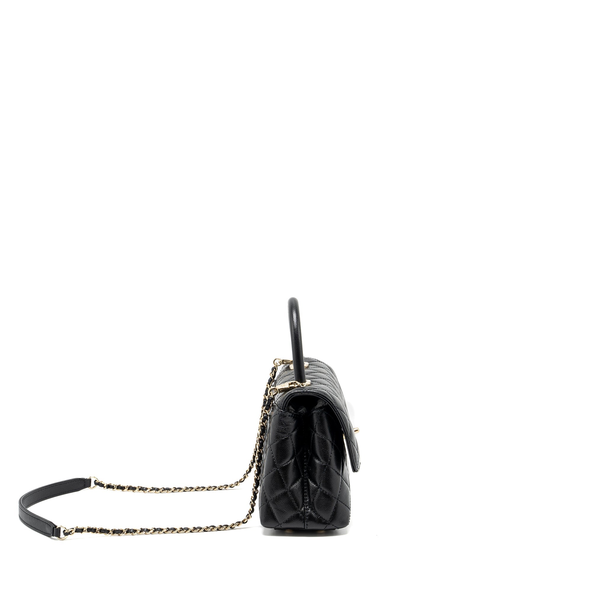 CHANEL SMALL COCO HANDLE CAVIAR BLACK LGHW (MICROCHIP)